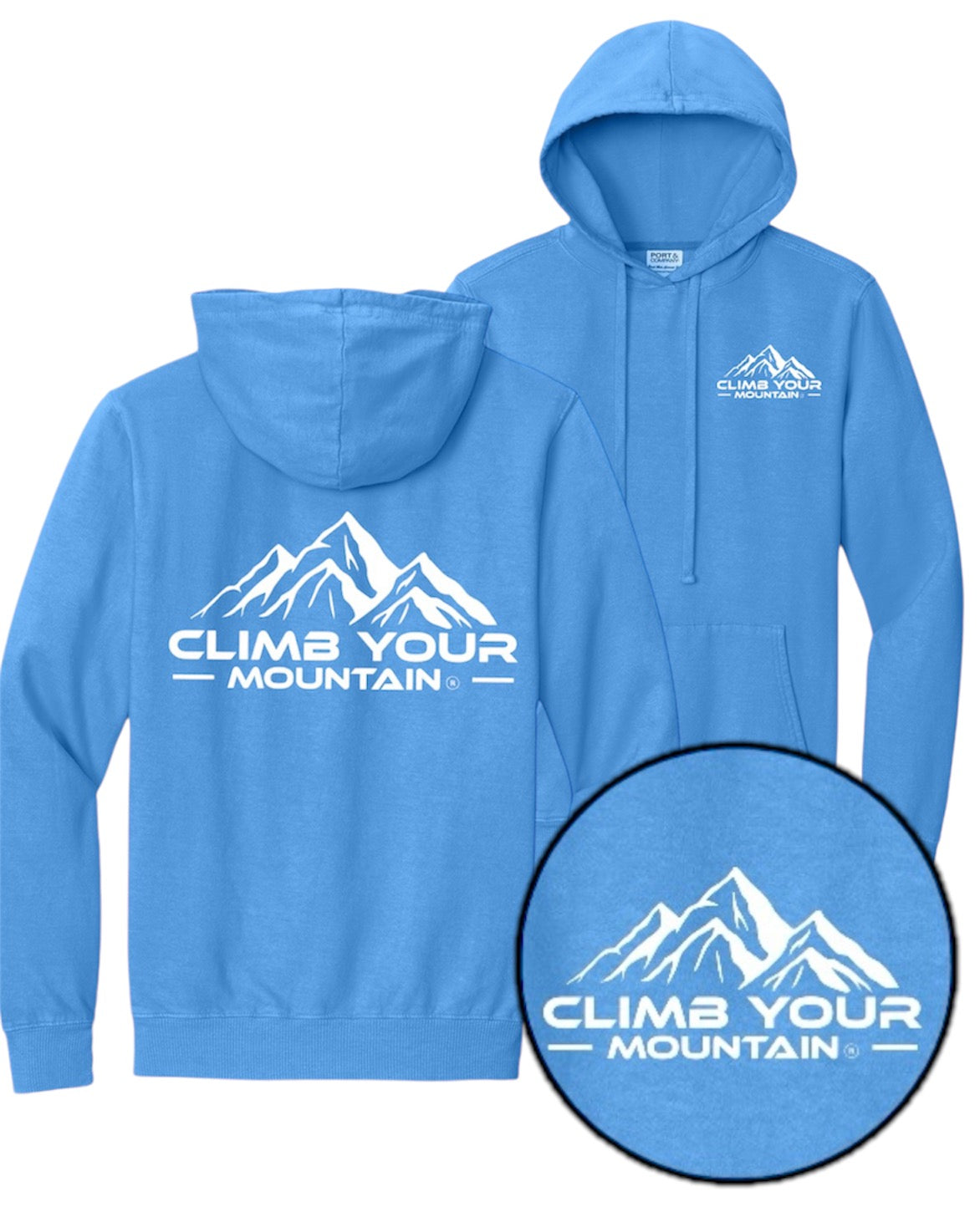 Climb Your Mountain White Logo Unisex Hoodie