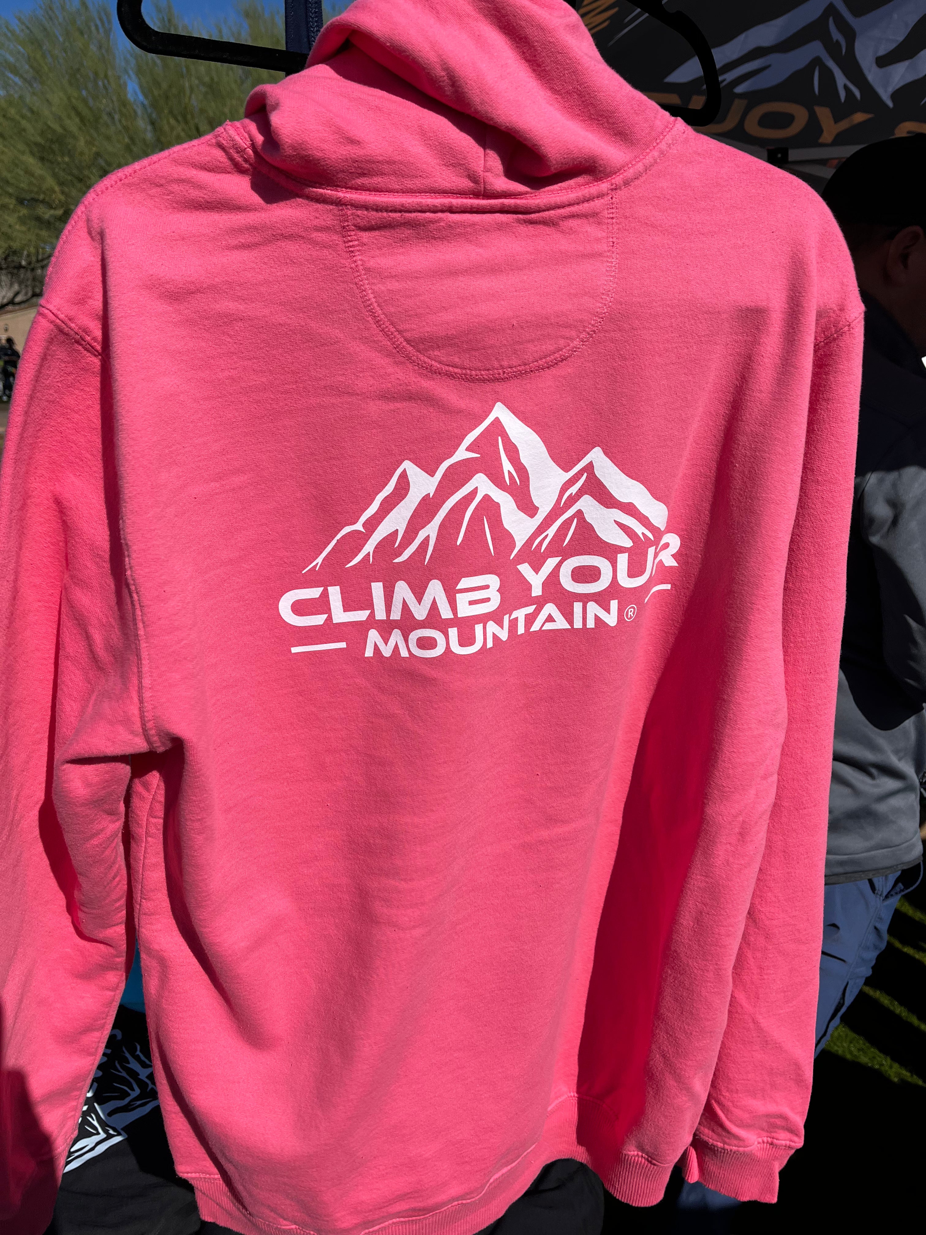Climb Your Mountain White Logo Unisex Hoodie